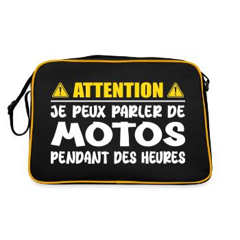 Wenn wir über Motorräder sprechen, seien Sie vorsichtig, ich kann über Motorräder sprechen - Retro Tasche - Schwarz/Gold - Hinten