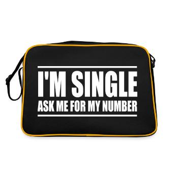I'm single ask me for my number - Sac Retro - noir/or - Dos