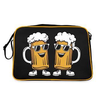 Zwei lustige Bierkrüge mit Sonnenbrille Bier - Retro Tasche - Schwarz/Gold - Hinten