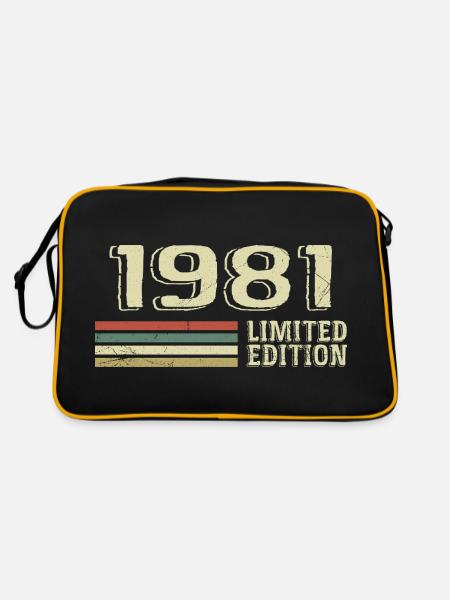 Jahrgang 1981 Geburtstag 1981 Jahrgang 1981 - Retro Tasche - Schwarz/Gold - Hinten