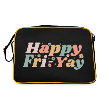 Happy Fri-Yay Friday Lovers Fun Teacher Life - Sac Retro - noir/or - Dos