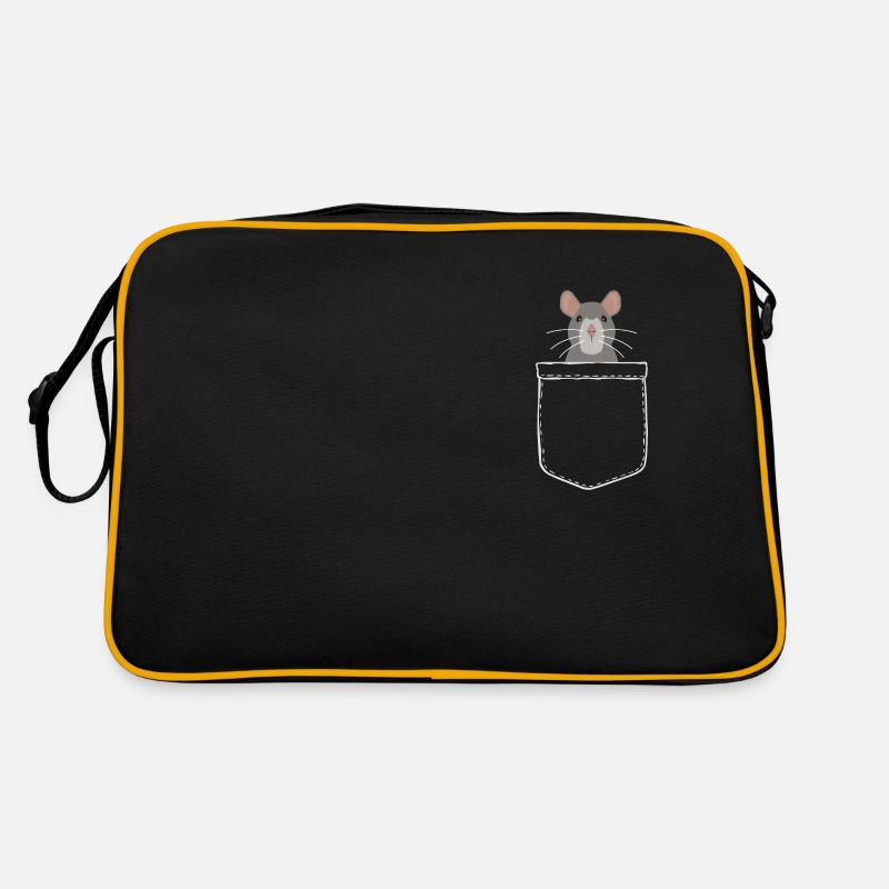Maus Brusttasche Ratte Haustier Tier Geschenk - Retro Tasche - Schwarz/Gold