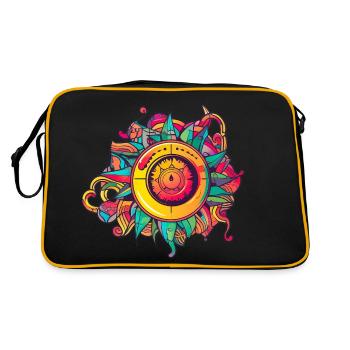 Trippige Zeichnung - Retro Tasche - Schwarz/Gold - Hinten