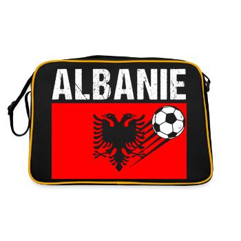 Drapeau Albanie cadeau football foot albanais - Sac Retro - noir/or - Dos