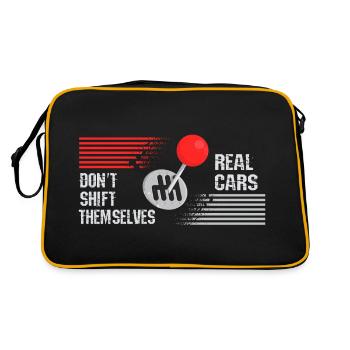 Echte Autos schalten nicht von selbst - Retro Tasche - Schwarz/Gold - Hinten