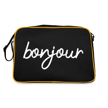 Bonjour - Minimalist French Text Design - Retro Bag - black/gold - Back