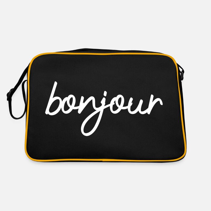 Bonjour - Conception de texte français minimaliste Sac Retro