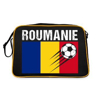 Drapeau Roumanie cadeau football foot Roumain - Sac Retro - noir/or - Dos