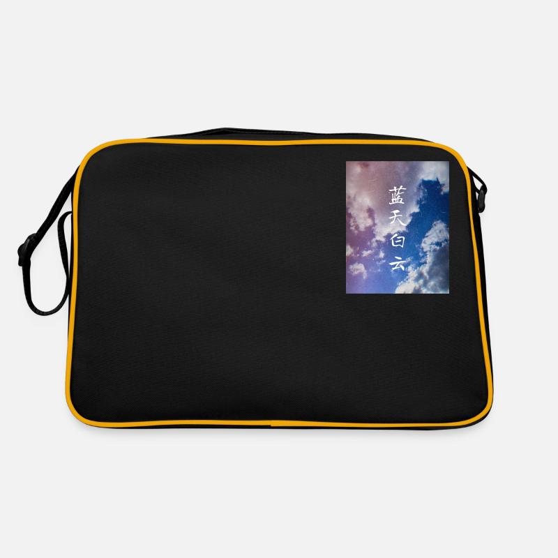 Wolken und blauer Himmel - Retro Tasche - Schwarz/Gold
