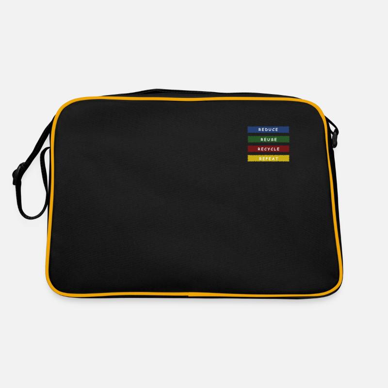 REDUCE REUSE RECYCLE climate protector environmental protection - Retro Bag - black/gold