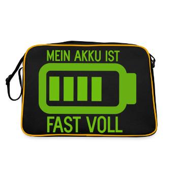 Mein Akku ist fast Voll Batterie und Energie - Retro Tasche - Schwarz/Gold - Hinten