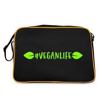 Hashtag Veganlife avec laisse une vie végétalienne - Sac Retro - noir/or - Dos