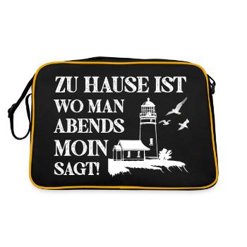 Zu Hause ist wo man Abends Moin Sagt - Retro Tasche - Schwarz/Gold - Hinten