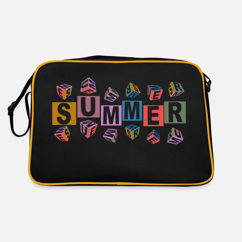 SUMMER dynamisch-bunt - Retro Tasche - Schwarz/Gold