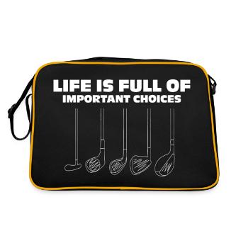 Life is Full of Choises Funny Golf Quotes - Retro Tasche - Schwarz/Gold - Hinten
