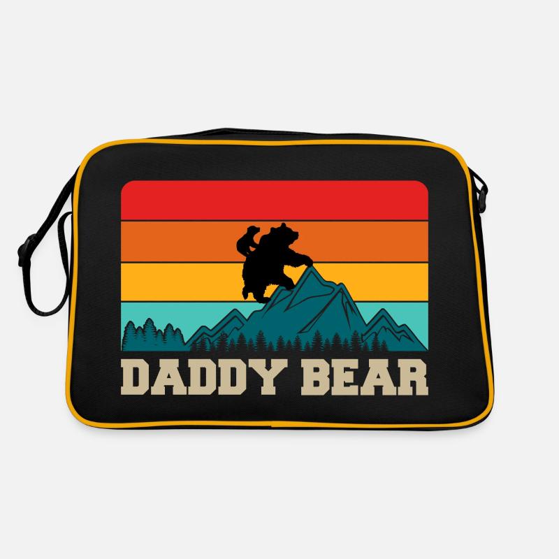 Daddy Bear climb the Mountain in Forest der Bär Retro Tasche