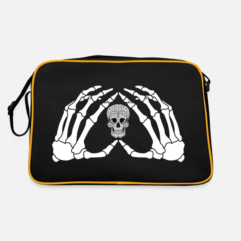 Les mains d’un squelette avec le crâne Sac Retro