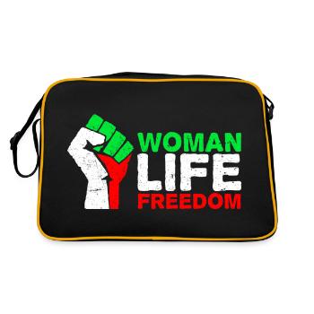 Femme, vie, liberté | Libérez l’Iran ! | Avec drapeau - Sac Retro - noir/or - Dos