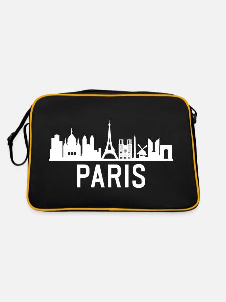 Paris City Skyline Eiffel Tower France - Retro Bag - black/gold - Back