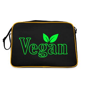 Végétalien avec les feuilles pour les végétaliens - Sac Retro - noir/or - Dos