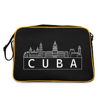 Cuba Skyline Havanna - Retro Tasche - Schwarz/Gold - Hinten