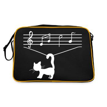 Chat drôle jouant avec des notes de musique Chat drôle - Sac Retro - noir/or - Dos