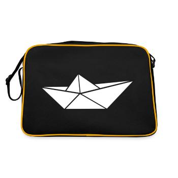 A Ship Paper Boat a Paper Boat Boats - Retro Bag - black/gold - Back