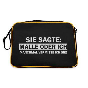 Sie sagte Malle oder ich lustige Mallorca Sprüche - Retro Tasche - Schwarz/Gold - Hinten