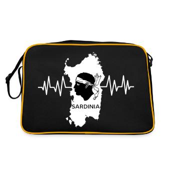 Sardinia Insel Landkarte in Italien mit Herzschlag - Retro Tasche - Schwarz/Gold - Hinten