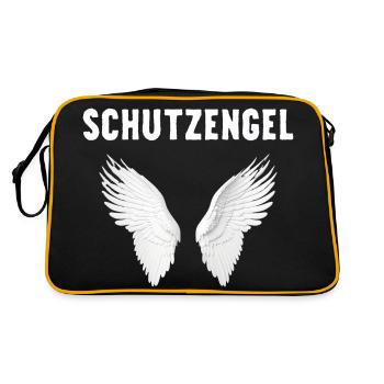 Ich bin ein Schutzengel mit Flügeln ein Engel - Retro Tasche - Schwarz/Gold - Hinten