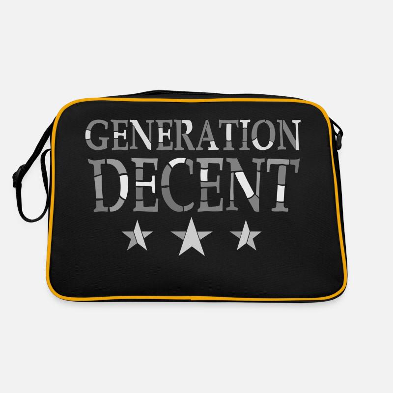 "generation decent" weiß-grau - Retro Tasche - Schwarz/Gold