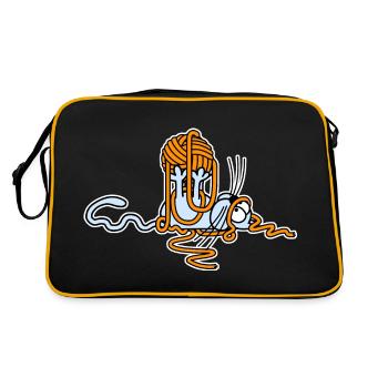 Cat playing with a ball - Retro Bag - black/gold - Back