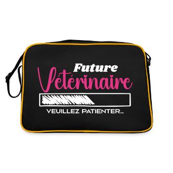 Zukünftige Tierärztin - Retro Tasche - Schwarz/Gold - Hinten