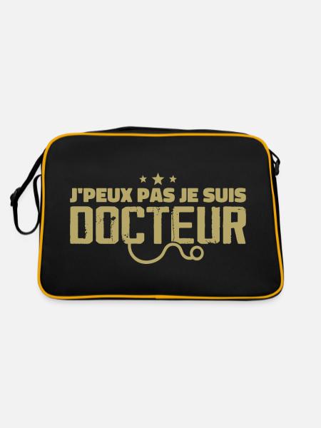 Ich kann nicht, ich bin Arzt - Retro Tasche - Schwarz/Gold - Hinten
