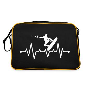 Wakeboarden Herzschlag Wakeboard Wakeboarder - Retro Tasche - Schwarz/Gold - Hinten