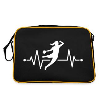 Handball Handballerin Herzschlag - Retro Tasche - Schwarz/Gold - Hinten