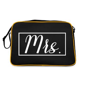 Mrs. Matching Couple Engagement Wedding Honeymoon - Retro Bag - black/gold - Back