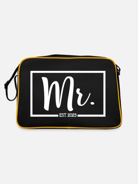 Mr. Est. 2023 Fiançailles pour la fête de mariage du marié - Sac Retro - noir/or - Dos