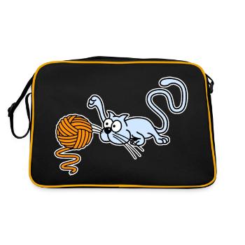 Cat playing with a ball - Retro Bag - black/gold - Back