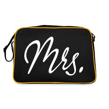 Mrs. Matching Couple Engagement Wedding Honeymoon - Retro Bag - black/gold - Back
