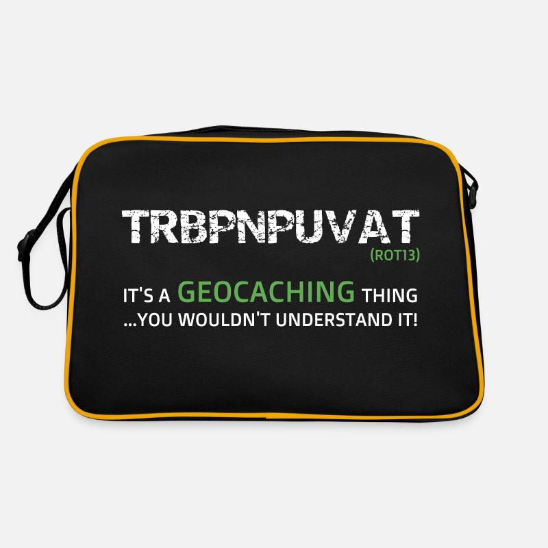Lustiges Geocaching im Code Rot 13 Retro Tasche