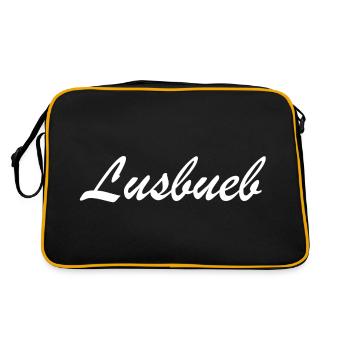 Lusbueb | Lausbub, Schweiz, Schweizerdeutsch - Retro Tasche - Schwarz/Gold - Hinten