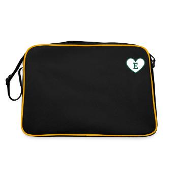 Lettre e cœur sport tendance vert - idée cadeau - Sac Retro - noir/or - Dos