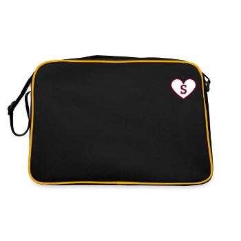 Letter s heart sport trend burgundy - gift idea - Retro Bag - black/gold - Back