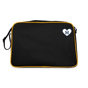 Letter m heart sport trend blue - gift idea - Retro Bag - black/gold - Back