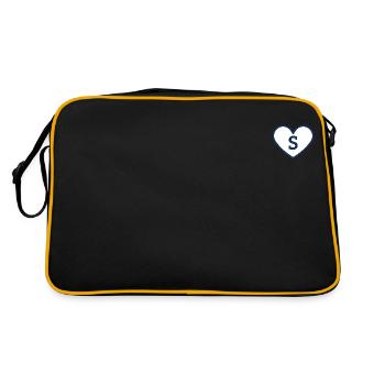 Letter s Heart Sport Trend Blue - Gift Idea - Retro Bag - black/gold - Back