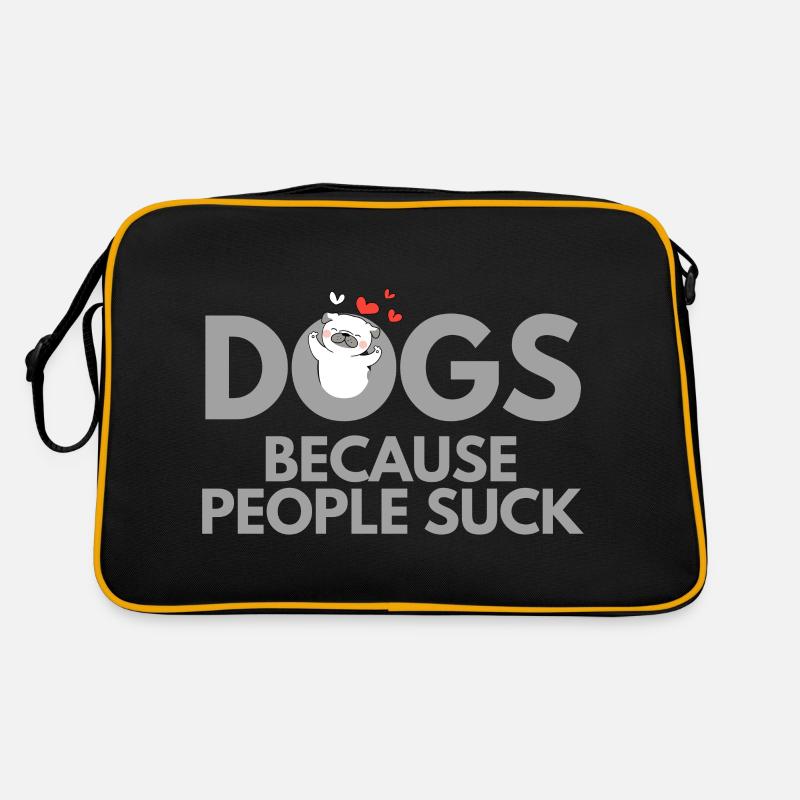 LES CHIENS PARCE QUE LES GENS SUCENT - Sac Retro - noir/or