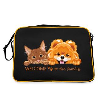 Chat roux et chien de Poméranie - Sac Retro - noir/or - Dos