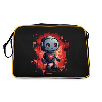 ROBOTS WITH HEART DESIGN - Retro Bag - black/gold - Back