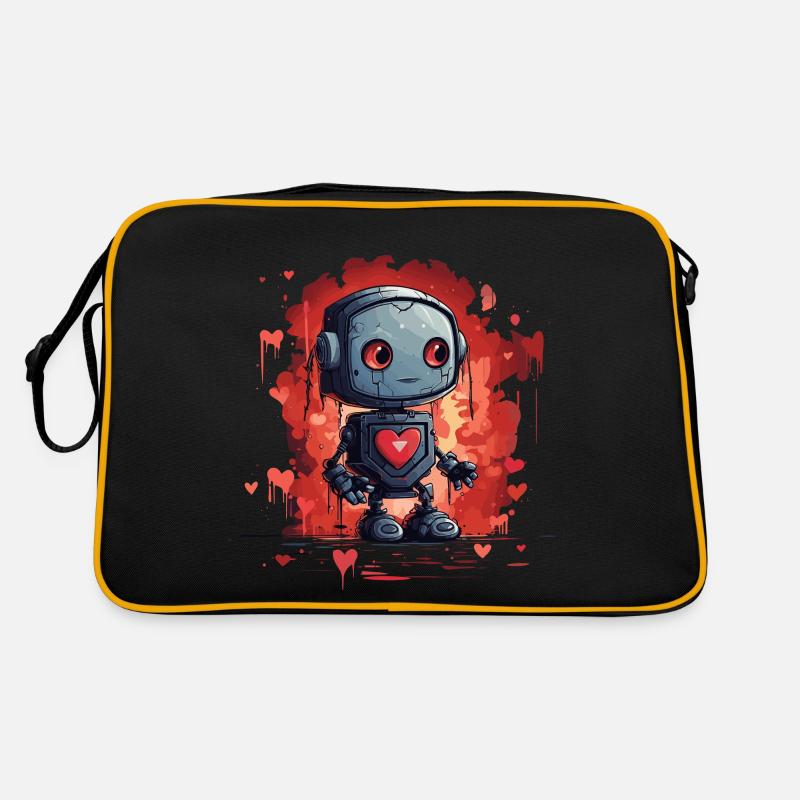 ROBOTER MIT HERZ DESIGN Retro Tasche